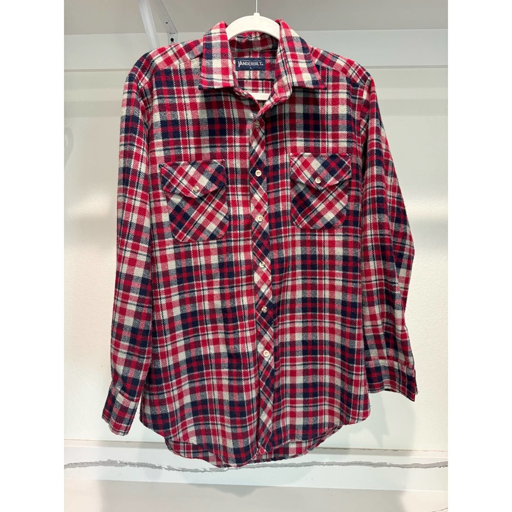 Vintage‎ Vanderbilt Men's Flannel Red Blue Size Large